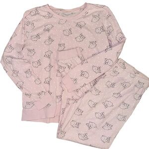 Sussan Light Pink Bunny Print Pajama Set women’s small